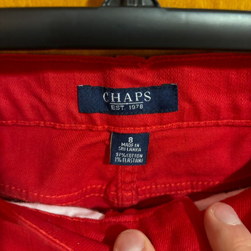 WOMEN'S CHAPS CAPRI STRETCH JEANS RED COLOR SIZE 8 - Picture 13 of 13